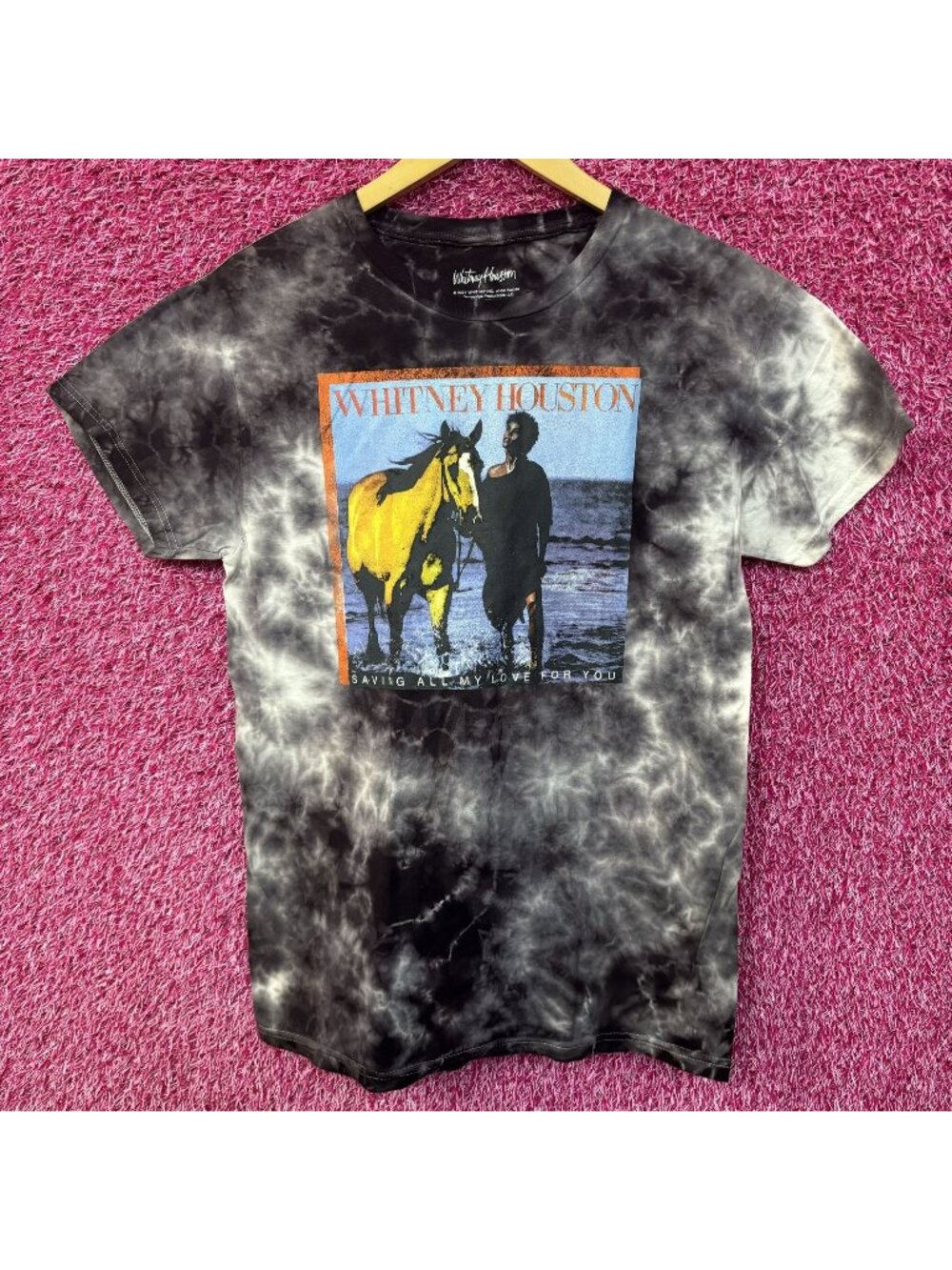 Whitney Houston Self-Titled Album Cover tie dye Tee size small